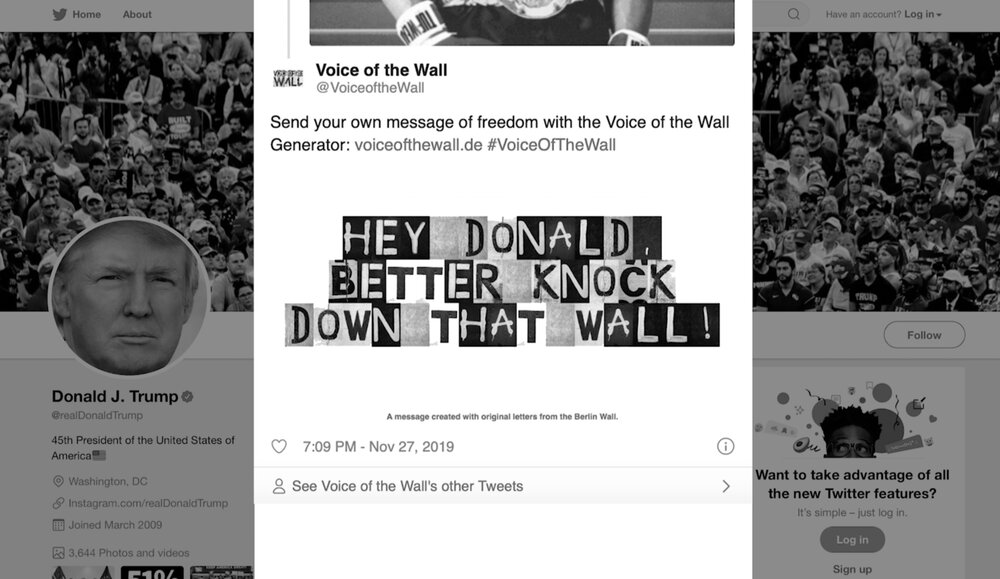 Voice of the Wall — Tweet an Donald Trump
