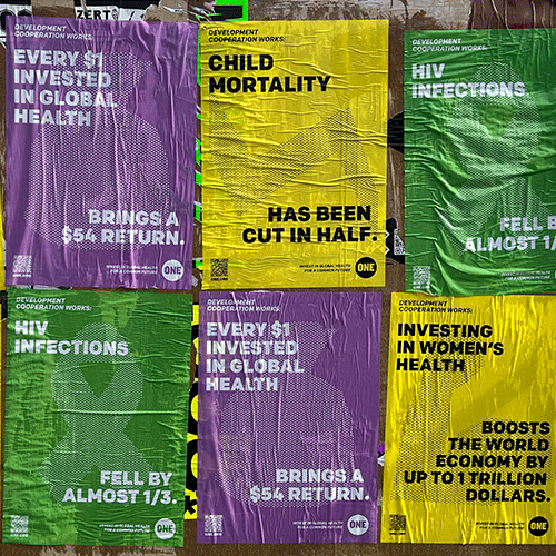 Plakatserie: Every $1 invested in global health, Child mortality, HIV infections